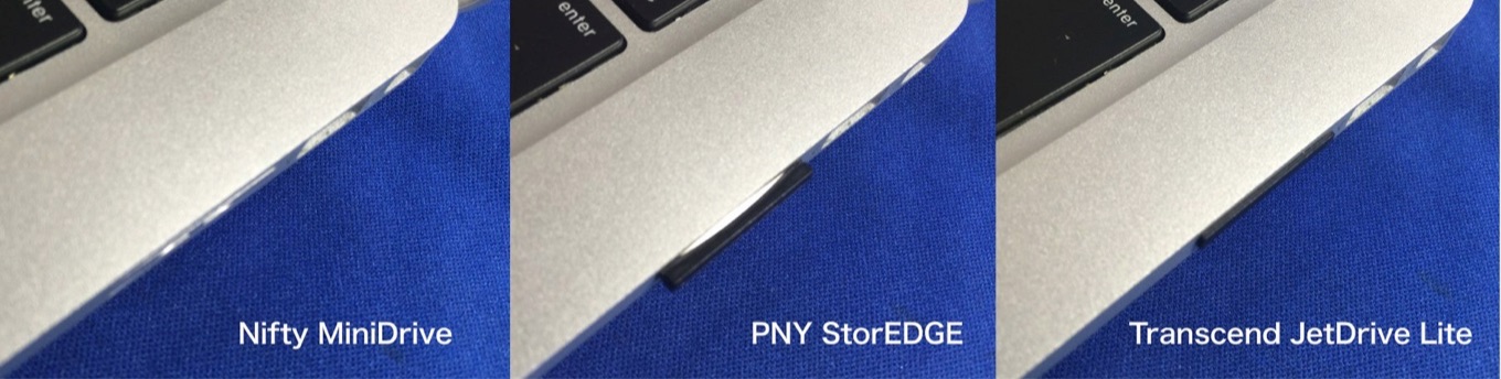 MacBookシリーズのSDカードスロットにぴったり収まる Nifty MiniDrive vs PNY StorEDGE vs Transcend JetDrive Liteレビュー
