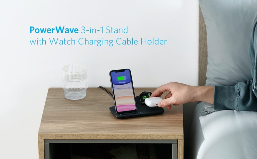 米Anker、iPhoneとApple Watch、AirPodsを同時にワイヤレス充電できる「Anker PowerWave 3in1