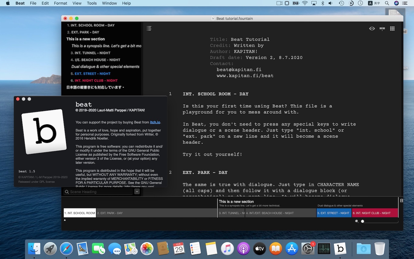 beat A simple and elegant screenwriting app for macOS.