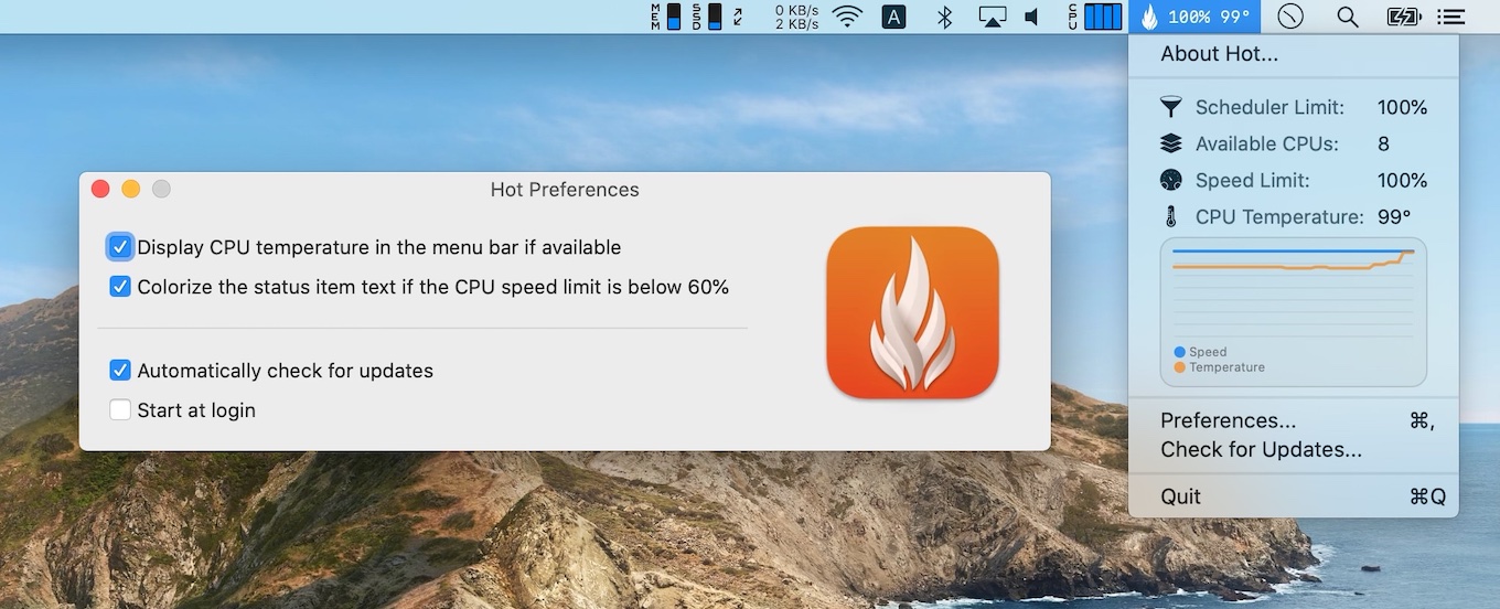 Hot for Macのオプション
