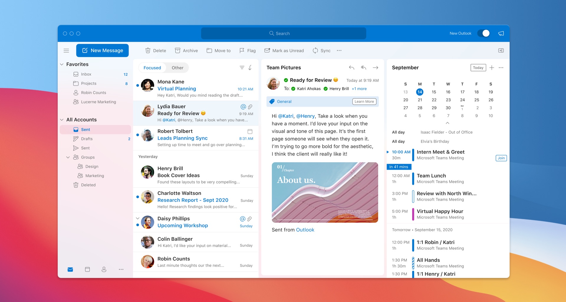 microsoft outlook for mac 2019 see folders