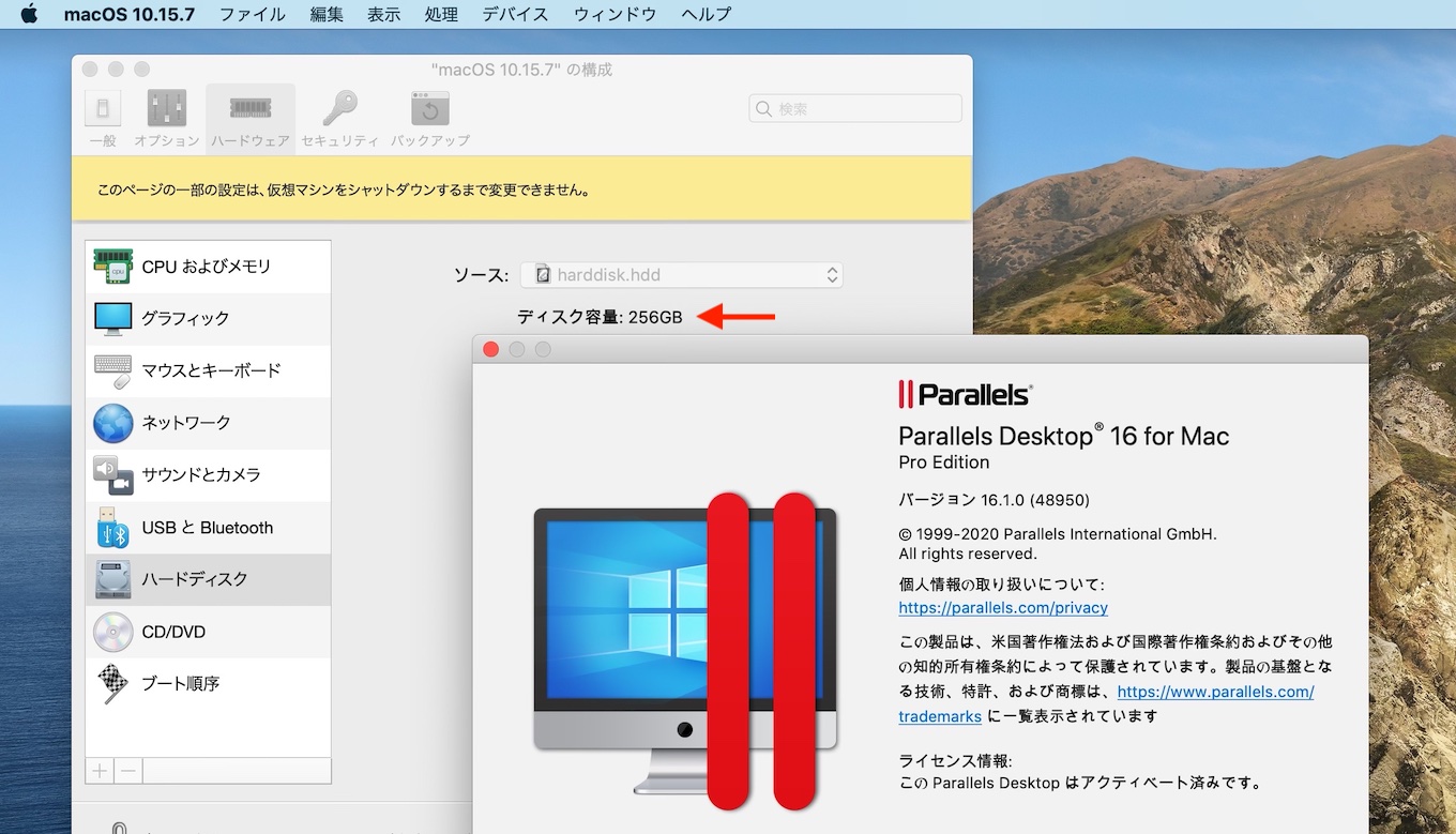 Parallels Desktop 16.1.0 for Macの256GB SSD