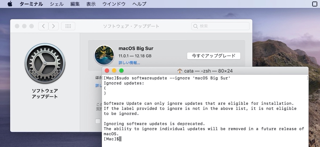 The ability to ignore individual updates will be removed in a future release of macOS.