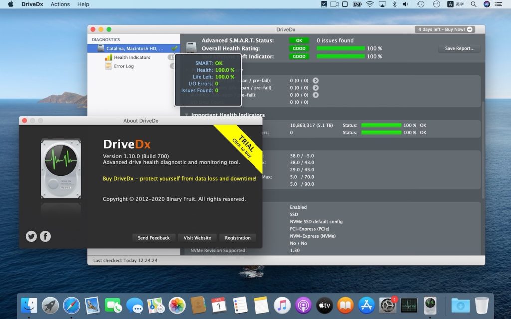 macbook drivedx ssd lifetime left