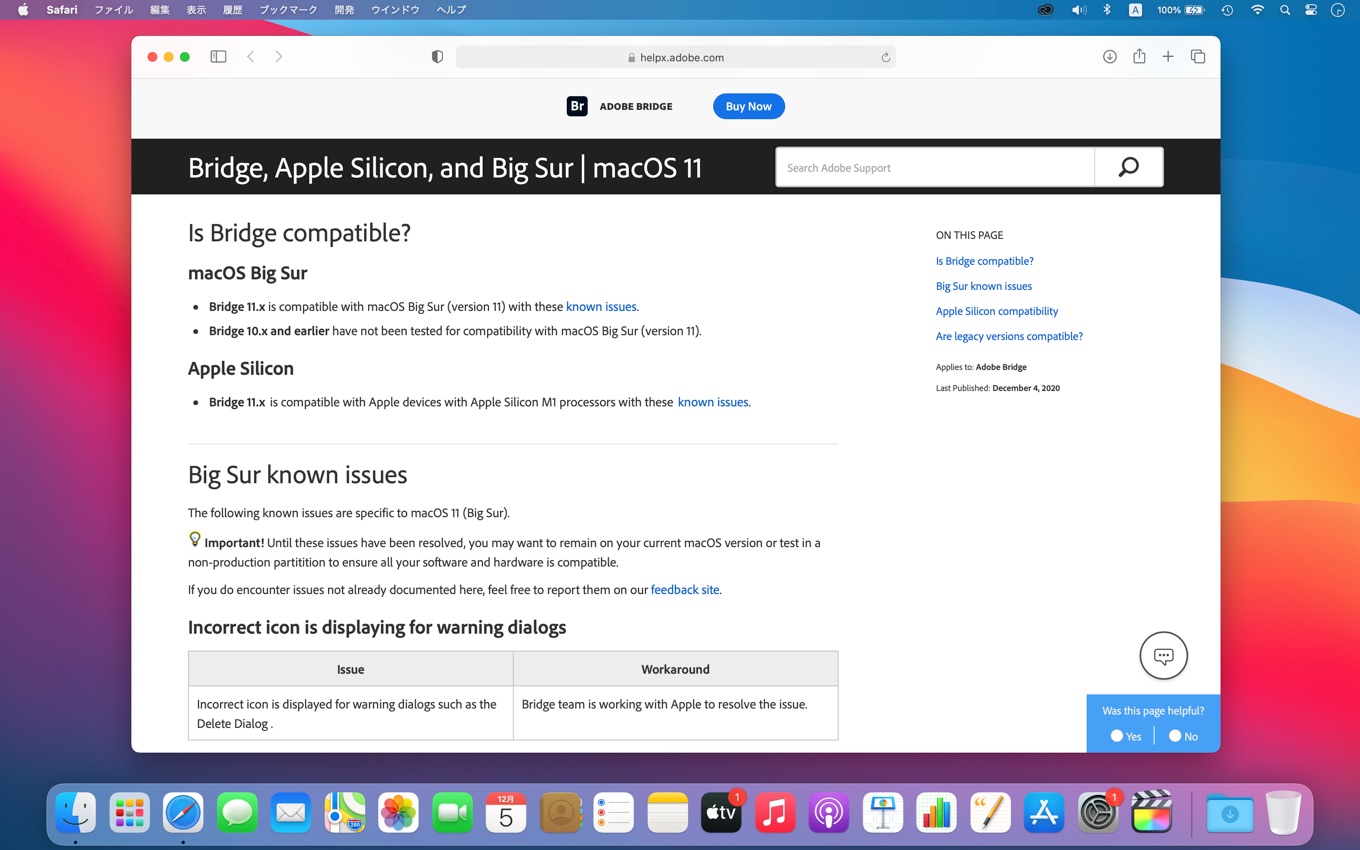 macOS 11 Big Sur compatible Adobe Bridge