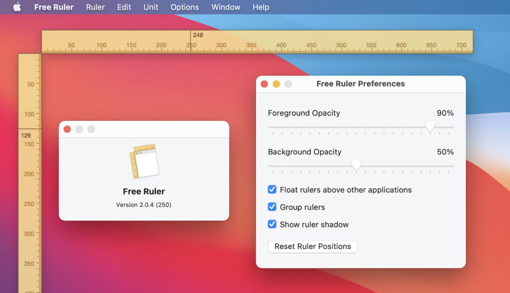 Mac Screen Ruler Macのデスクトップ上にピクセル数を測定できる定規を表示してくれるオープンソースの「Free Ruler」アプリが、ミリメートルとインチ単位に対応。