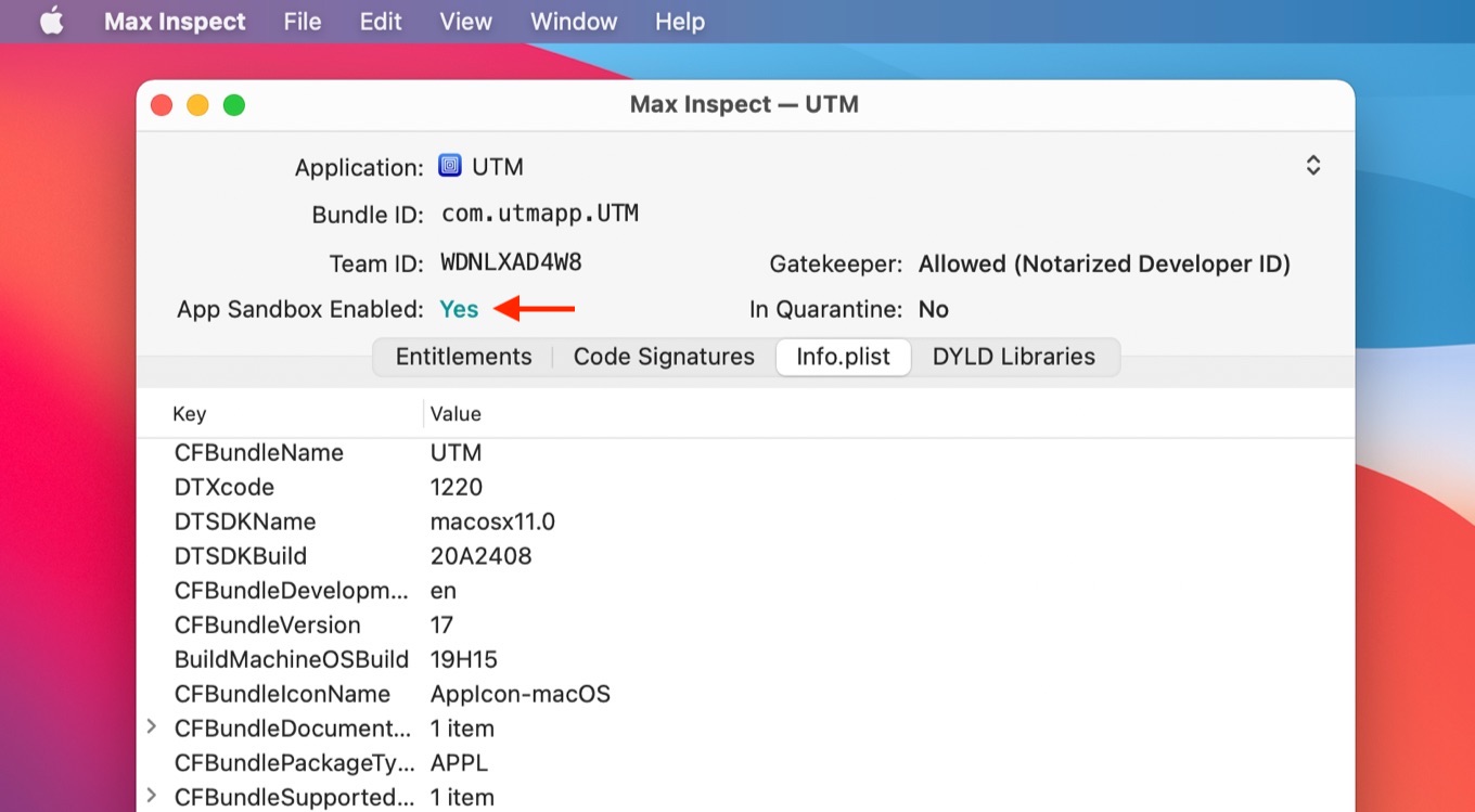 UTM for Mac enable sandbox