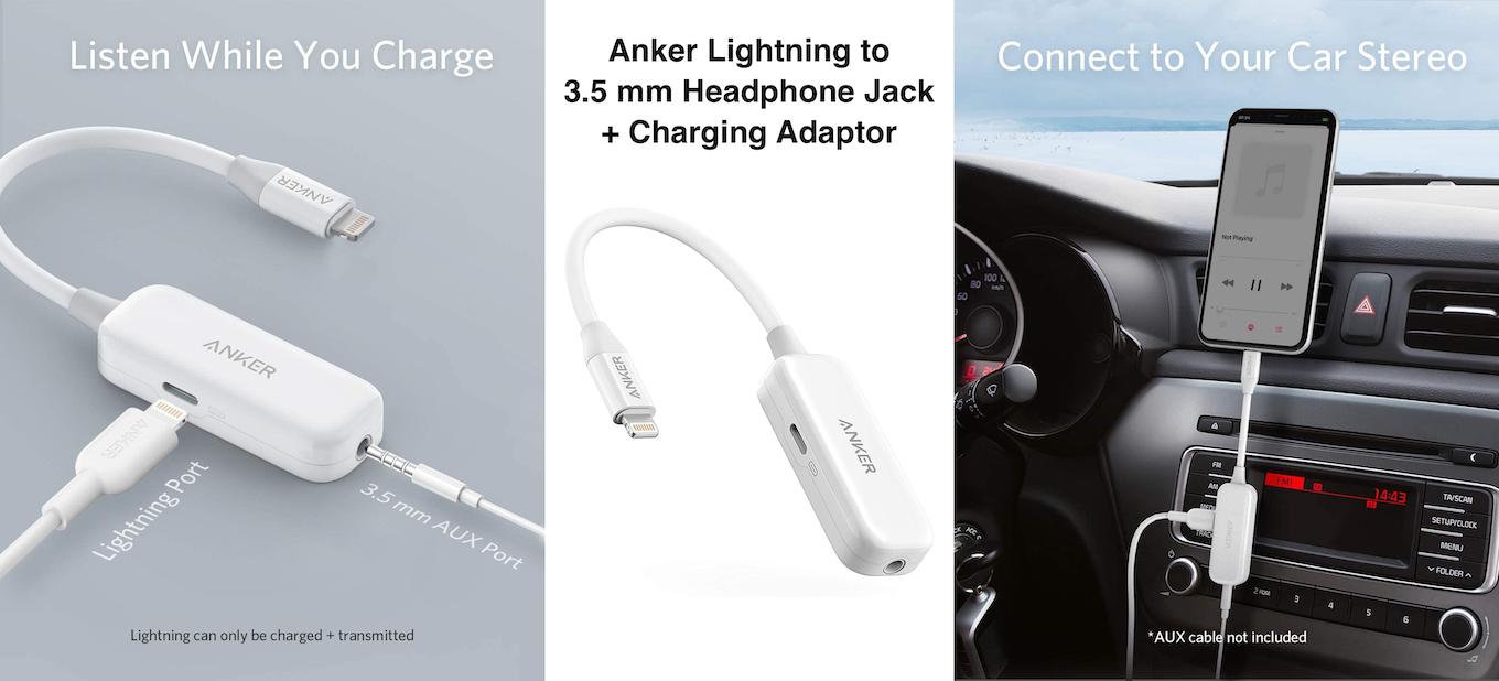 Lightning to 3.5 mm Headphone Jack + Charging Adaptor