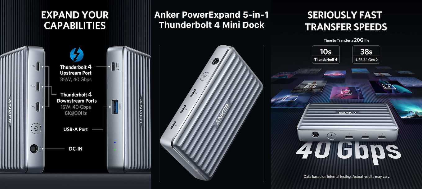 Anker PowerExpand 5-in-1 Thunderbolt Mini Dock ドッキングステーション 85W出力 8K対