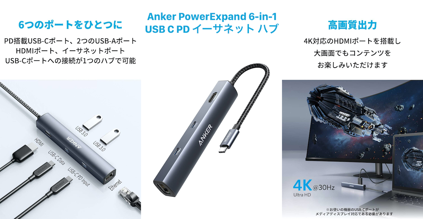 Anker PowerExpand 6-in-1 USB C PD イーサネット ハブ