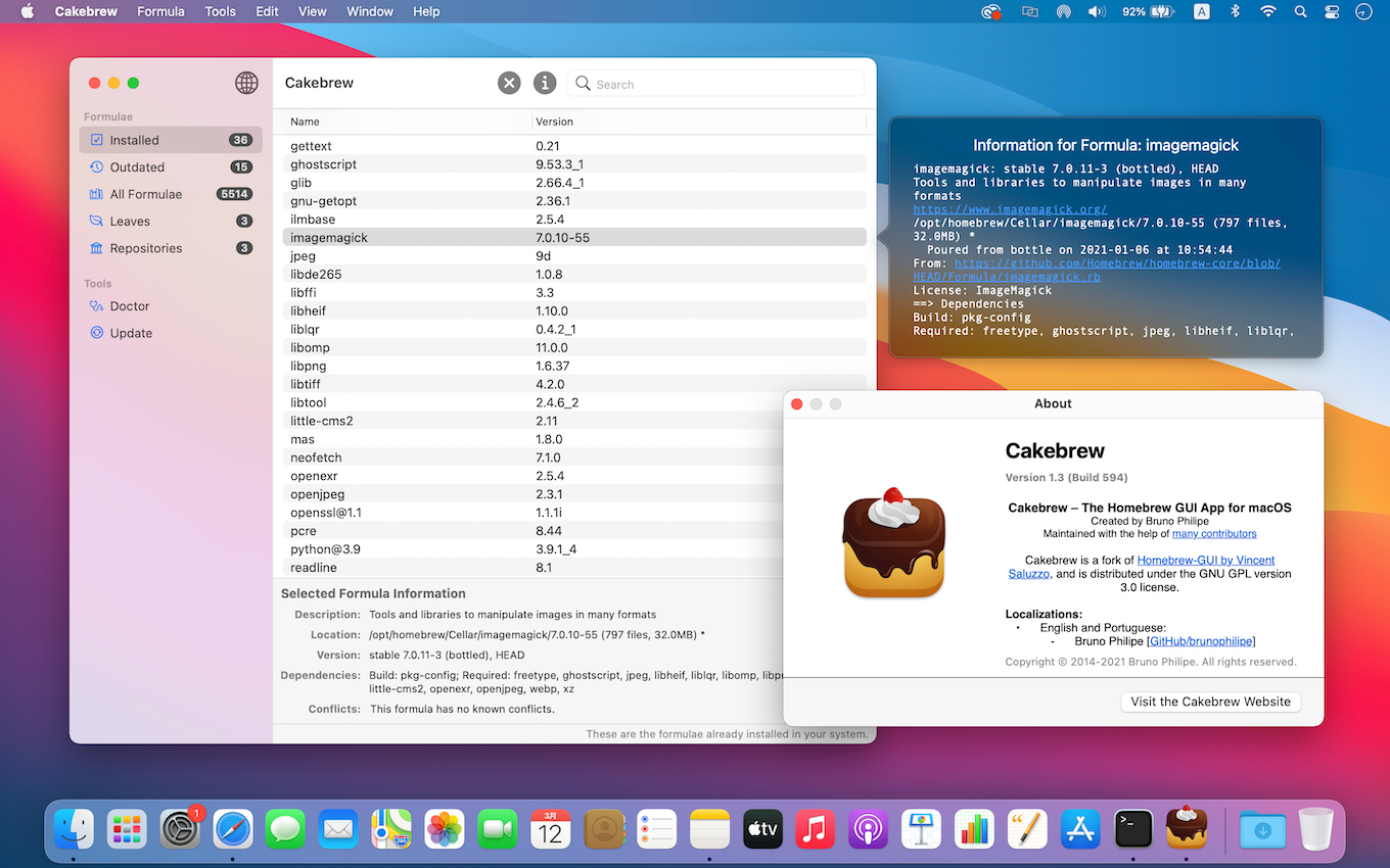 Cakebrew Homebrew GUI for macOS