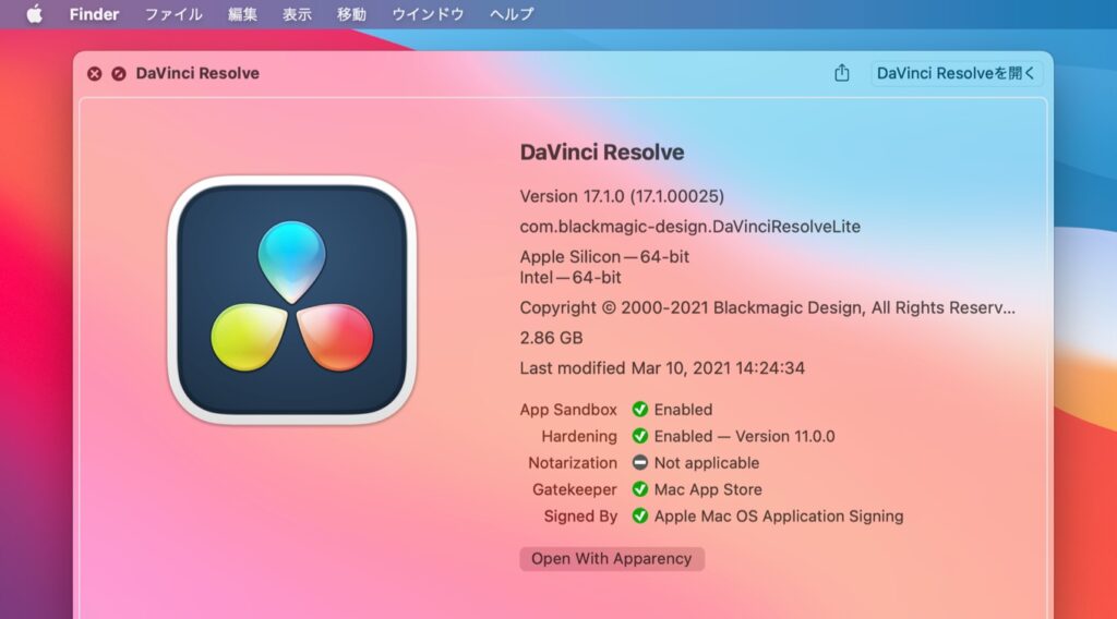 opencl davinci resolve mac