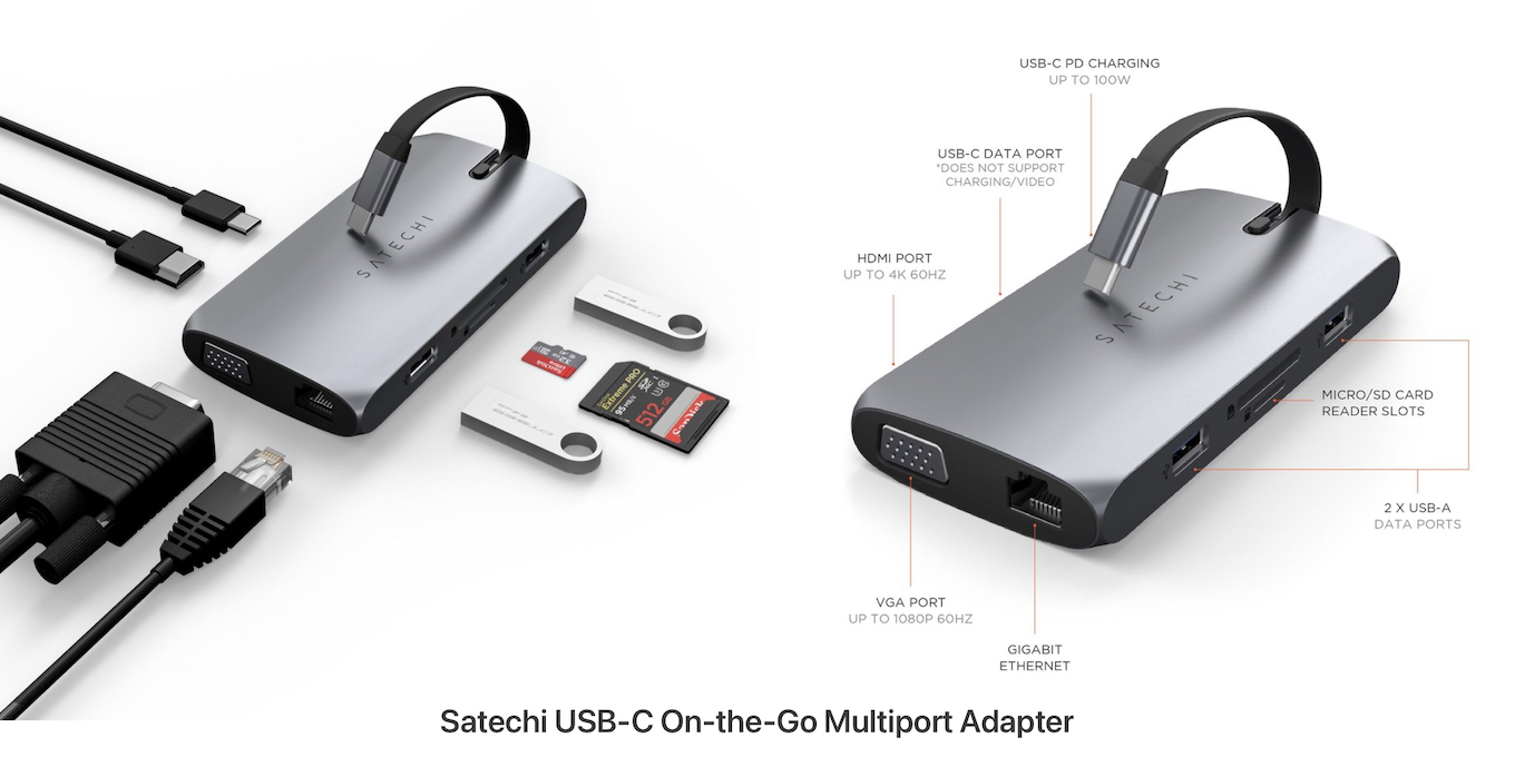 Satechi USB-C On-the-Go Multiport Adapter ports