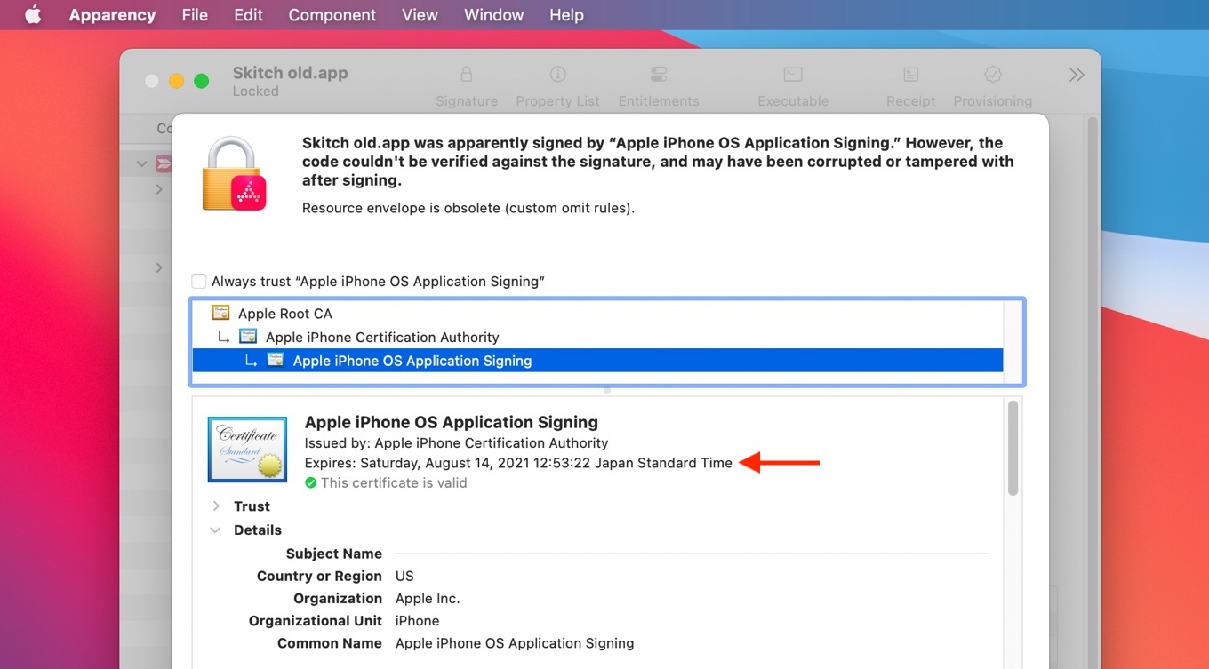 Apple iPhone OS Application Signing Expire