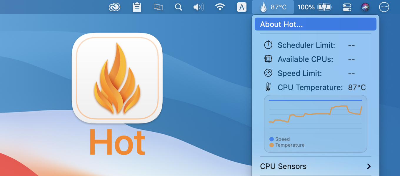 Hot macOS menu bar app display temperature