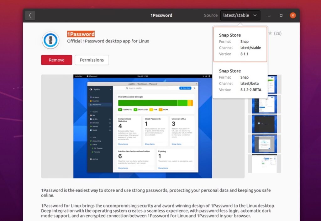 新しいVaultsの作成やマルチウィンドウ、秘密の質問管理機能などを追加したパスワード管理アプリ「1Password for Linux v8 ...