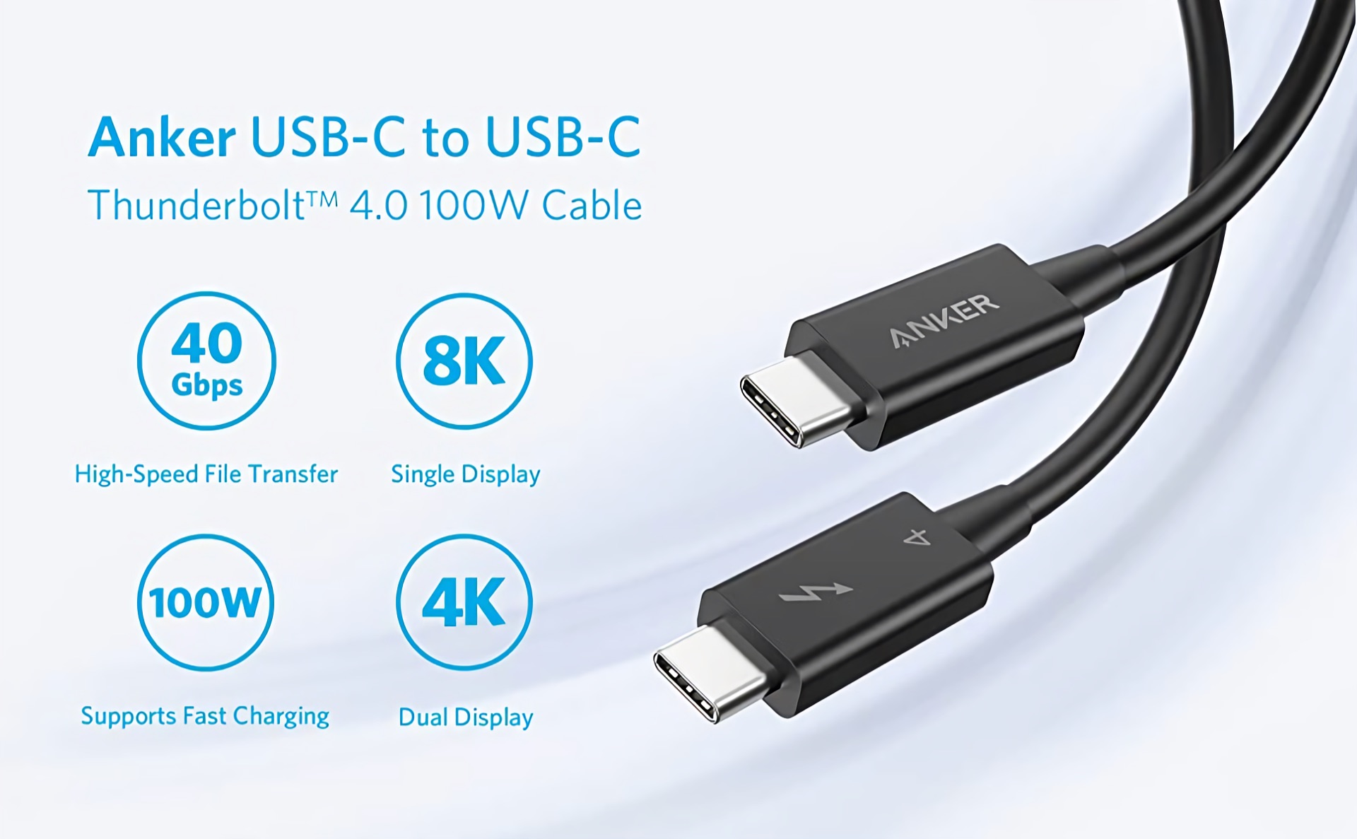 Anker USB-C to USB-C Thunderbolt 4.0 100W Cable