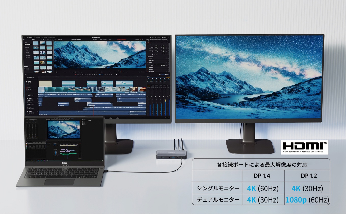 Anker Japan、4K/60Hz対応のHDMI/DPやUSB-A、Ethernetなど9ポートを 