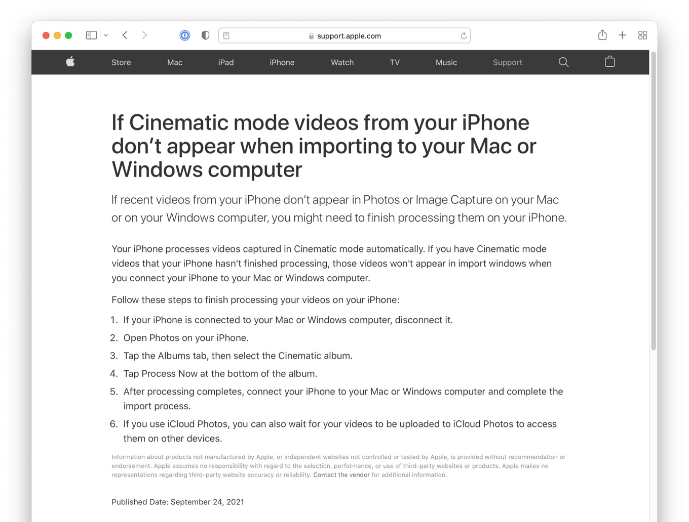 If Cinematic mode videos from your iPhone dont appear