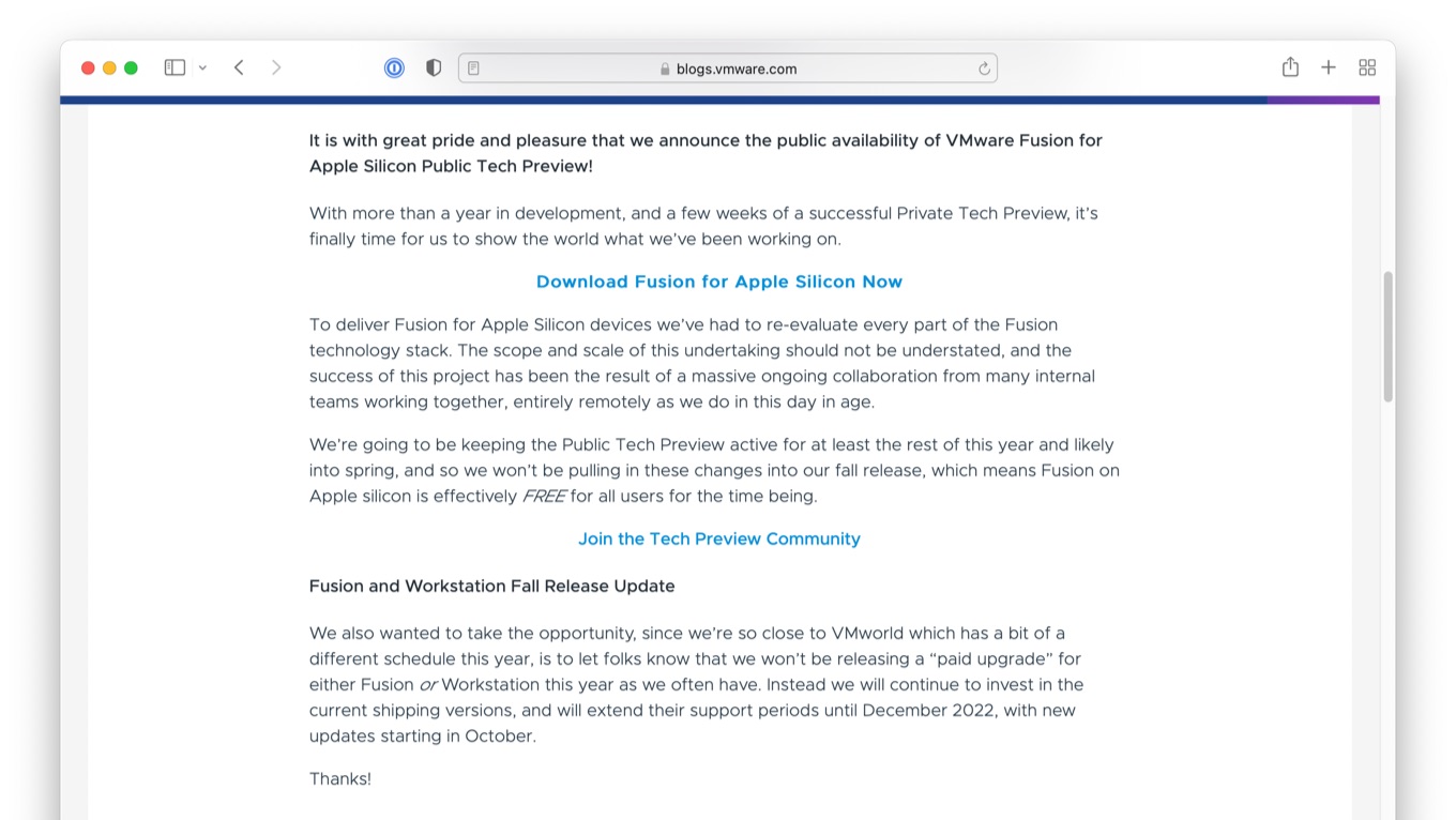 VMware Fusion for Apple Silicon Tech Preview 21H1 by Michael Roy