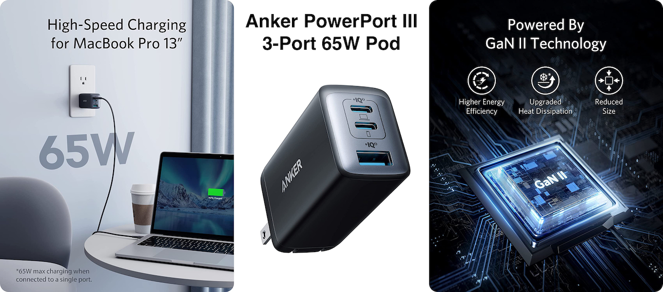 Anker PowerPort III 3-Port 65W Pod