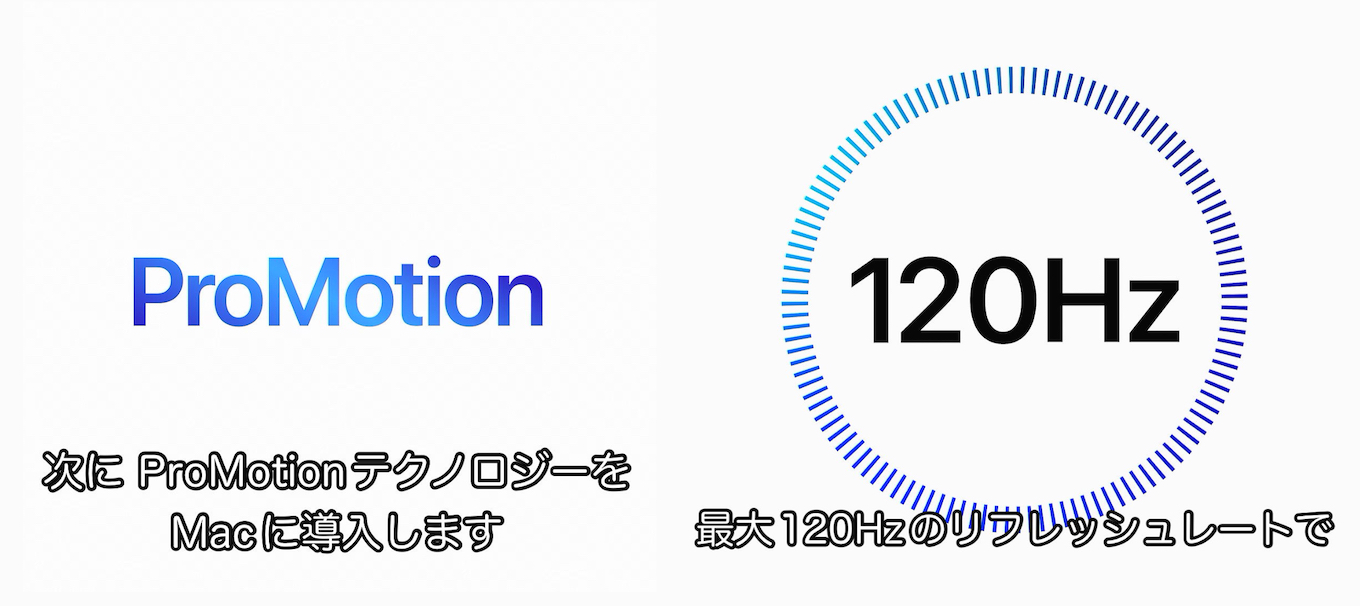 MacBook Pro (14/16インチ, 2021)のProMotion