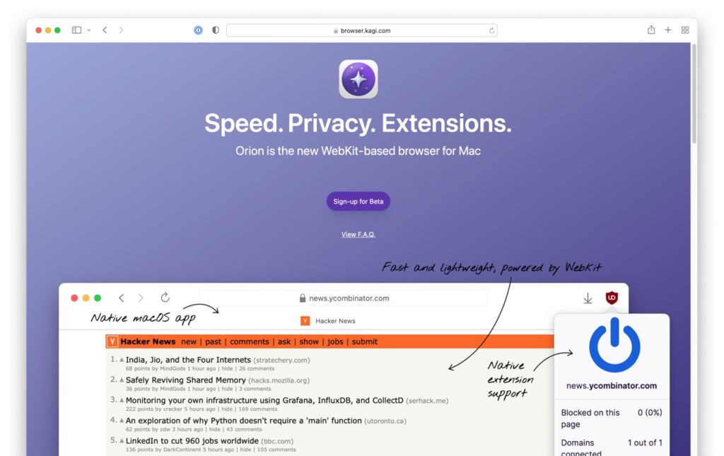 Webkit Browser For WebKitベースでFirefoxとChrome機能拡張をサポートし、Safariより軽量なMac用ネイティブブラザ「Orion」がBeta ...