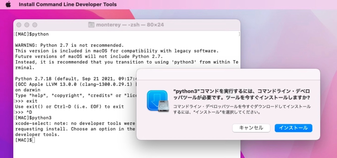 macOS 12 MontereyとPython3