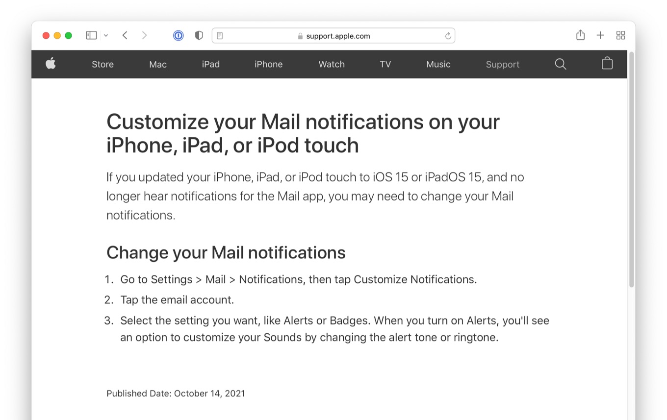 How to turn on mail notification after iOS15 update