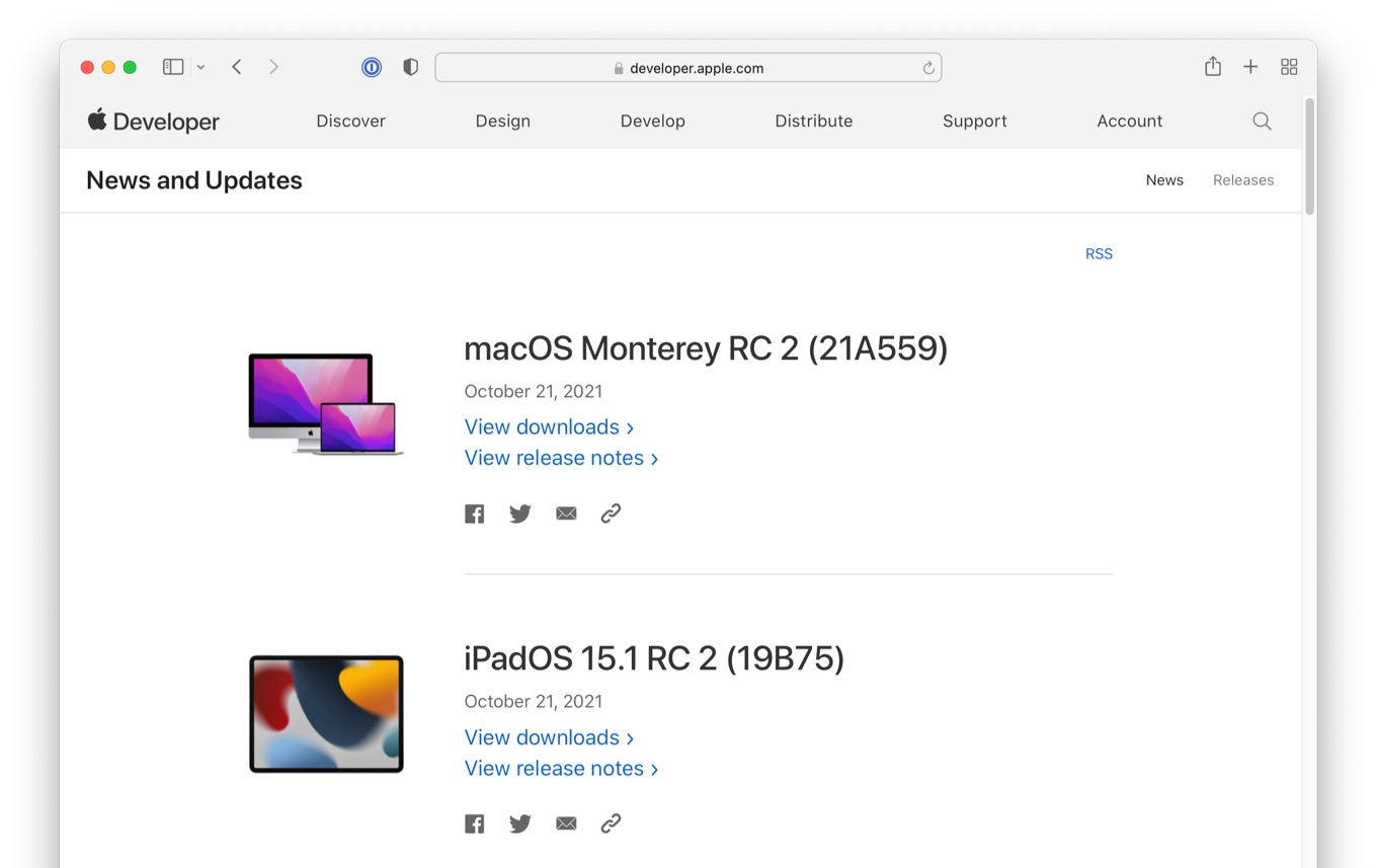 macOS Monterey RC 2 Build 21A559