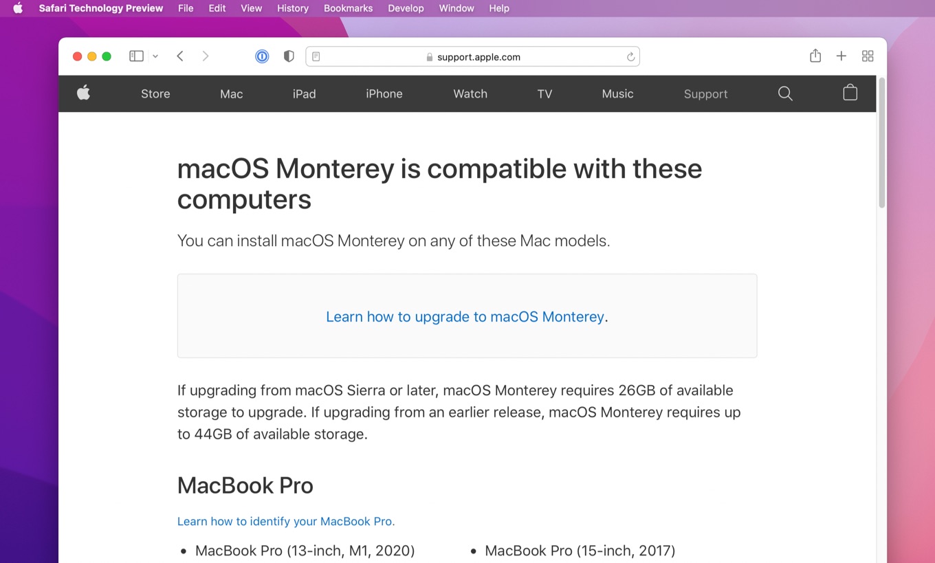 macOS Monterey is compatible with these computers support