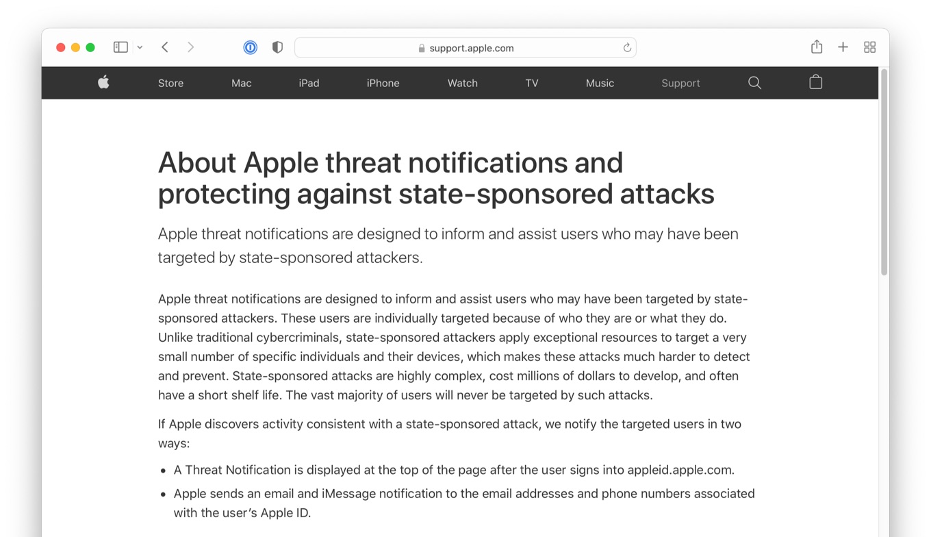 About Apple threat notifications and protecting against state-sponsored attacks
