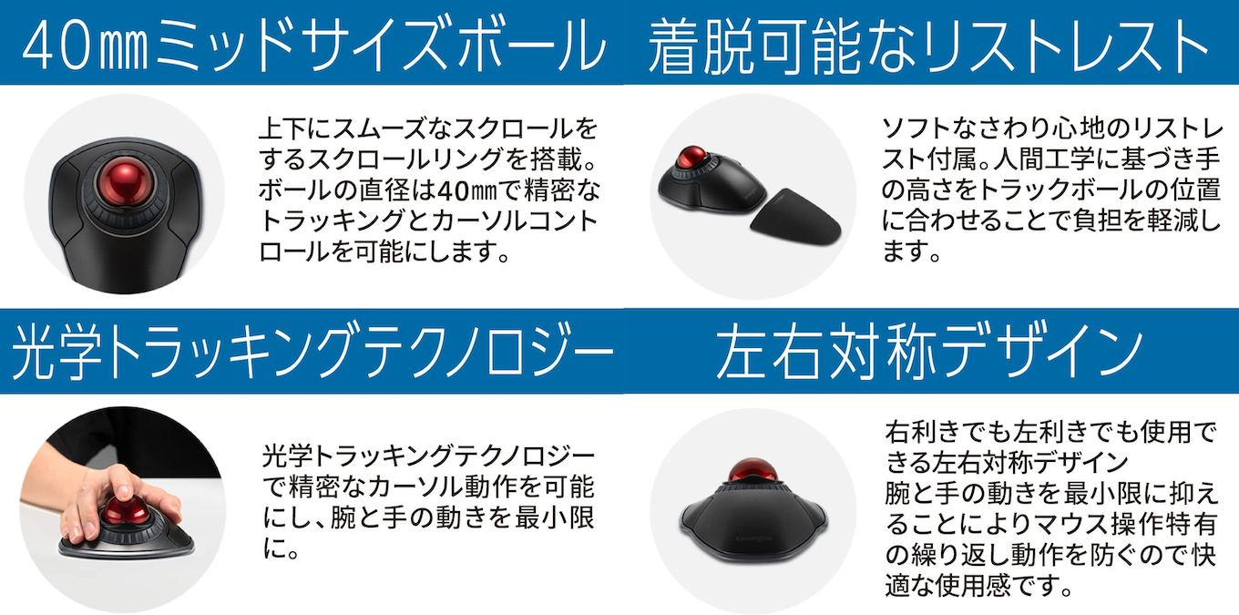 Kensington、スクロールリングと40mmボールを搭載したワイヤレス接続のトラックボールマウス「Orbit Wireless Trackball  with Scroll Ring」を日本でも発売。