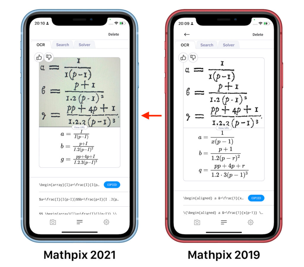 数式専用のOCRアプリ「Mathpix Snip」がOCRエンジンをアップグレードし、手書き文字認識やテーブル解析の精度を向上。