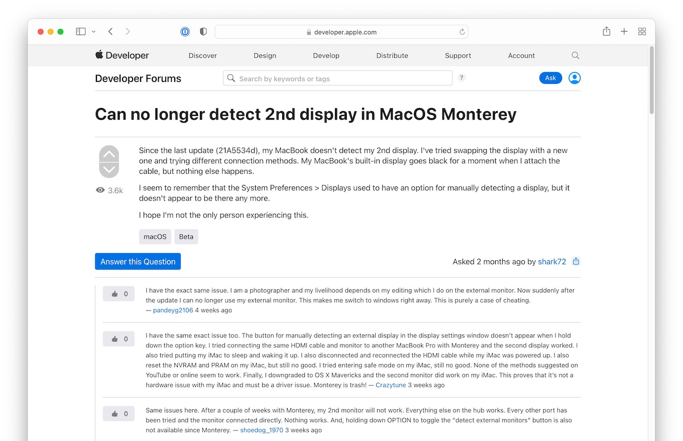 Can no longer detect 2nd display in MacOS Monterey