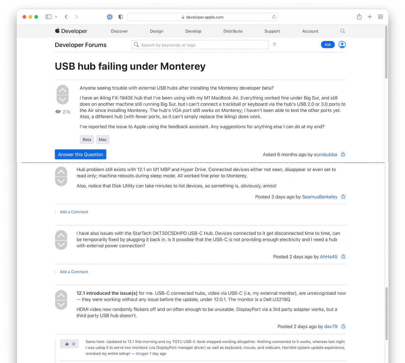 macOS 12.1 Montereyアップデート後の不具合