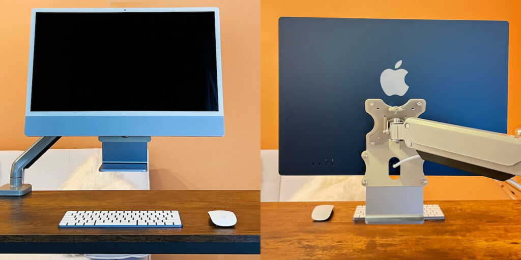 標準モデルのiMac (24inch, M1, 2021)をVESA規格のモニターアームに接続できるようにしてくれるマウントキットが米