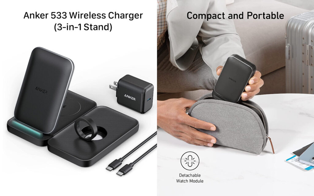 米Anker、展開することでiPhoneとApple Watch、AirPodsを同時に充電できる折りたたみ式ワイヤレス充電器「Anker 533 Wireless Charger (3in