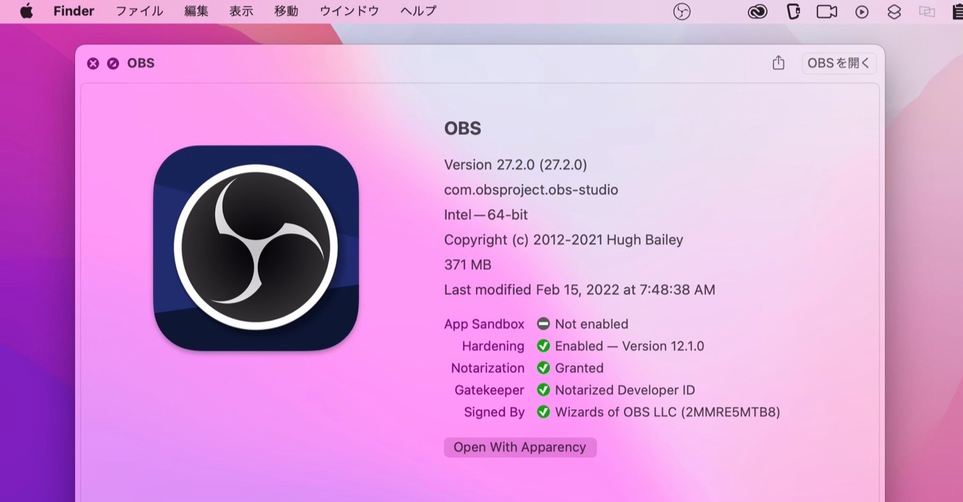 OBS Studio for Mac v27.2