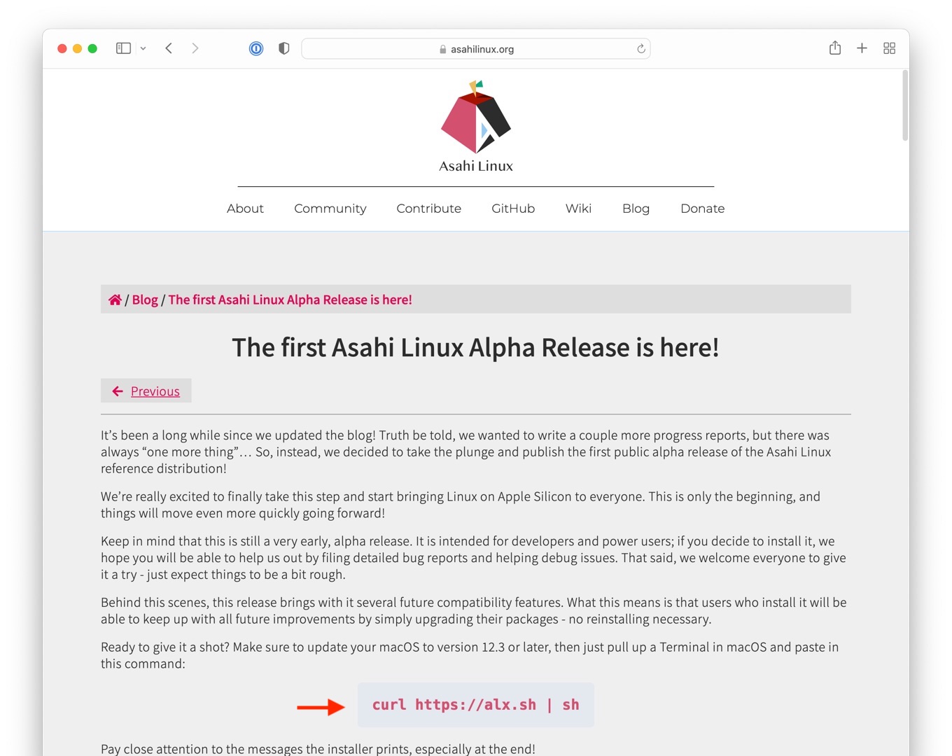 Asahi Linux install