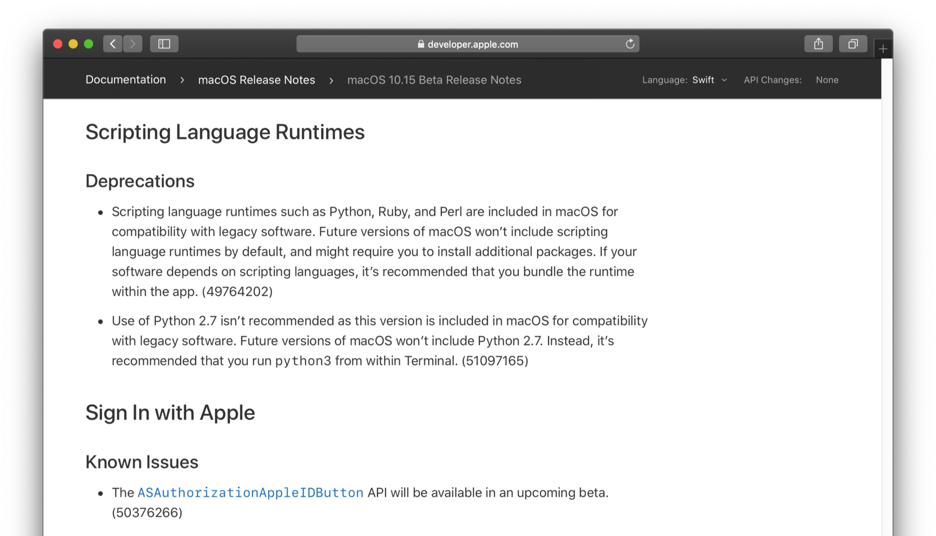 Future versions of macOS wont include scripting language runtimes by default