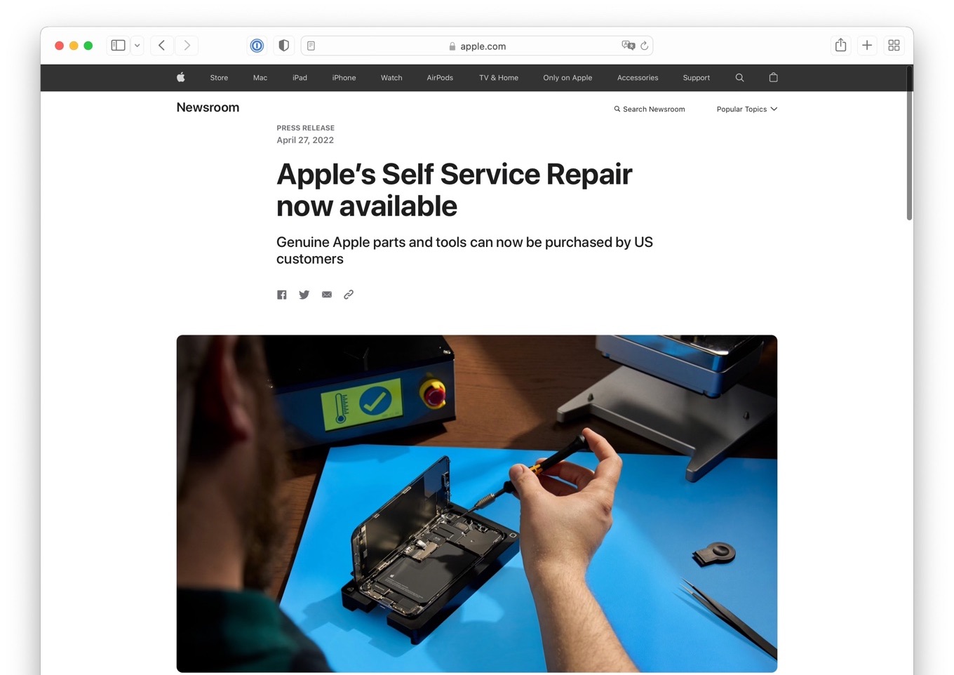 Self Service Repair is now available