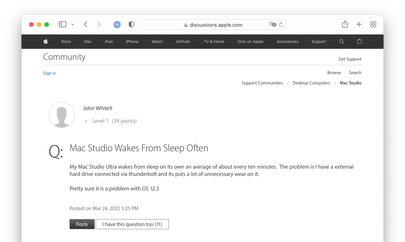 Mac Studio Wakes From Sleep Often