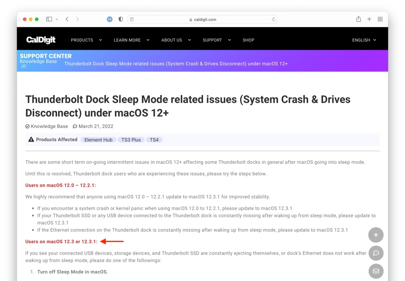 Thunderbolt Dock Sleep Mode related issues (System Crash & Drives Disconnect) under macOS 12+