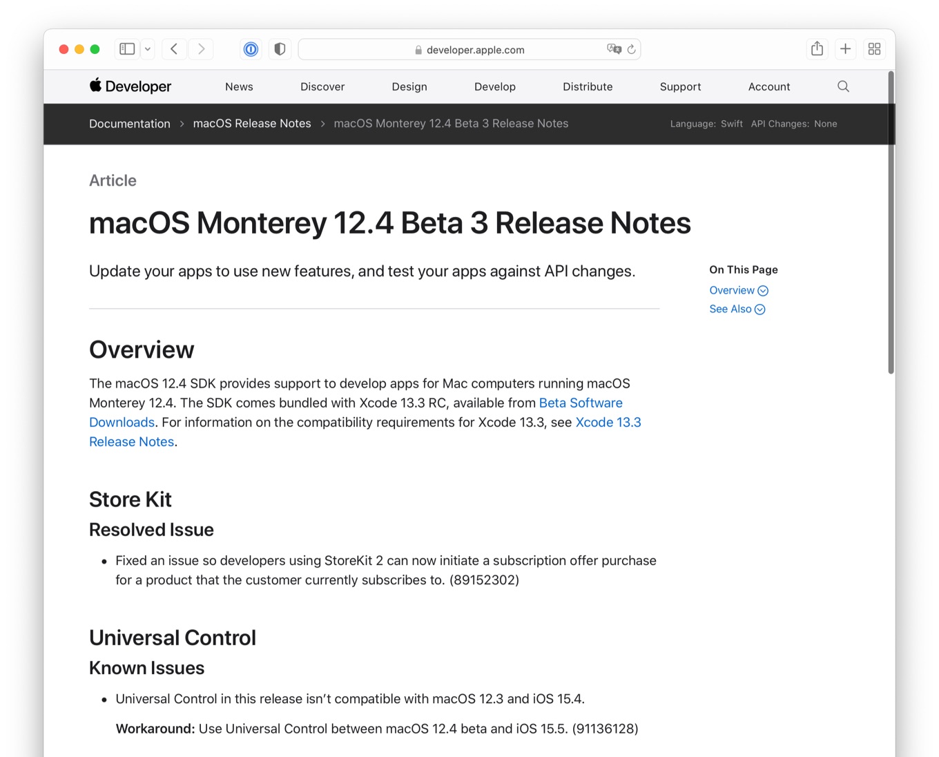 macOS Monterey 12.4 Beta 3 Release Notes