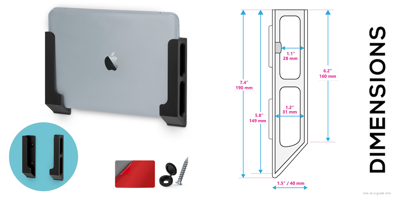Wall Mount Laptop Holder with Adhesive & Screw