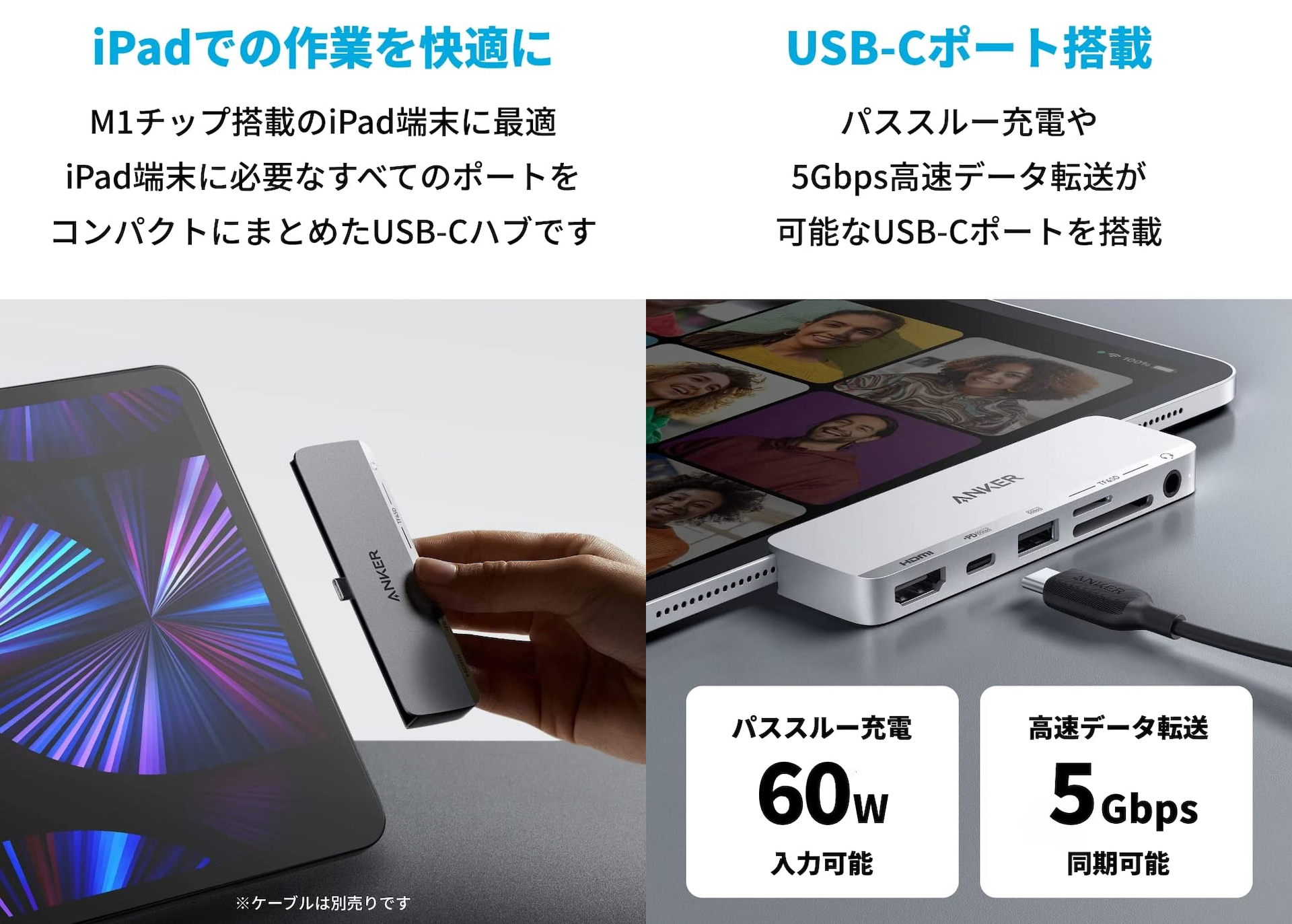 Anker 541 USB-C ハブ（6-in-1, for iPad）