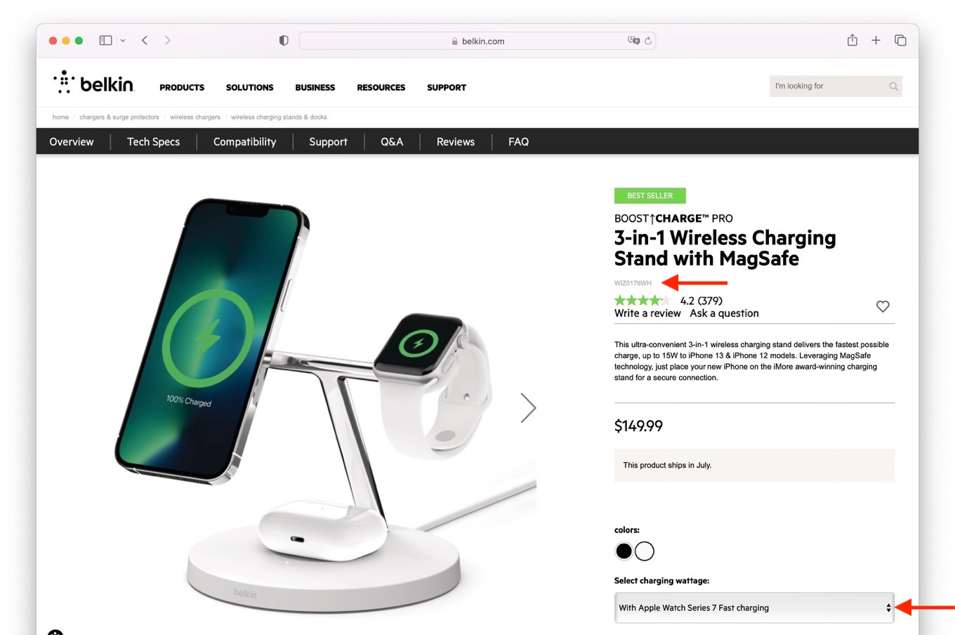 BOOST↑CHARGE™ PRO 3-in-1 Wireless Charging Stand with MagSafe