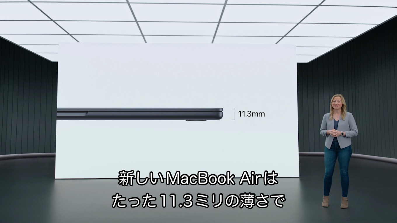 MacBook Air (M2, 2022)のサイズ