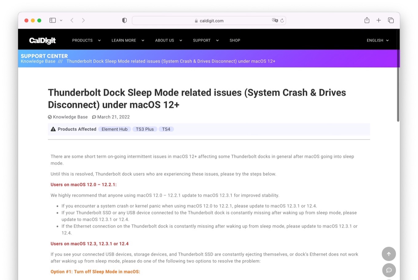 Thunderbolt Dock Sleep Mode related issues under macOS 12+